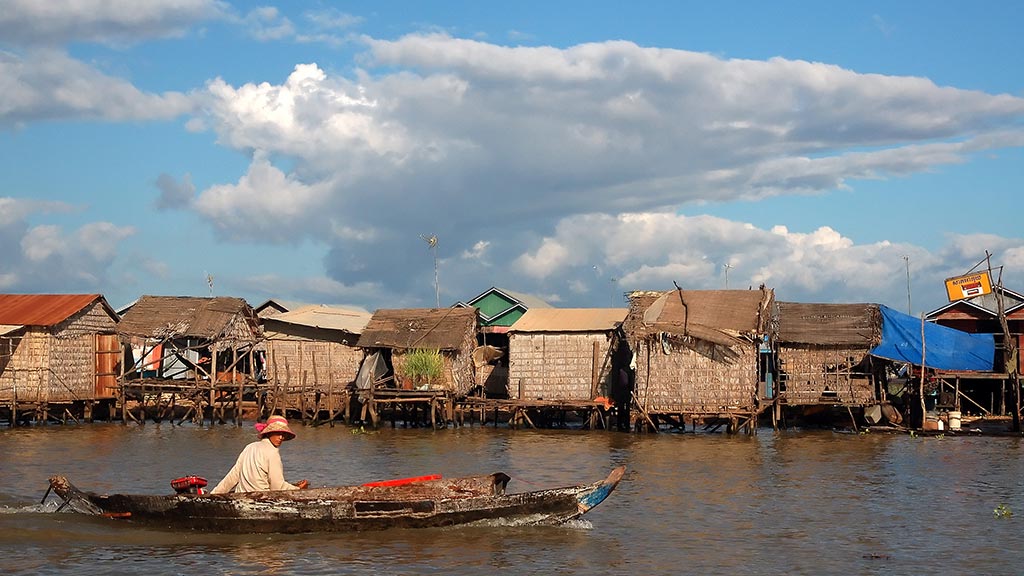 Floating village on the edge of Tonle Sap Lake